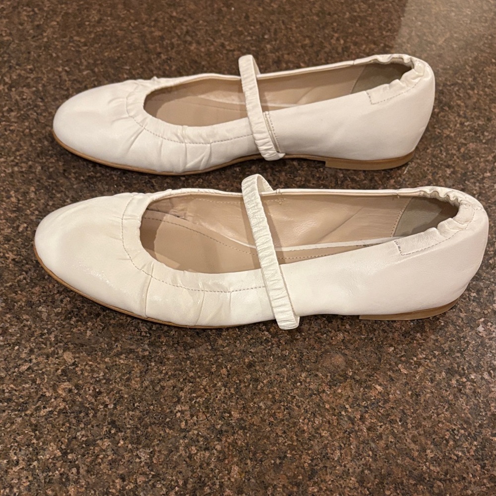 NAPOLEONI LADIES WHITE LEATHER BALLET MARYJANE FLATS-10